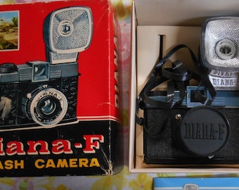 Diana F Flash camera in box with instruction book photography lomography