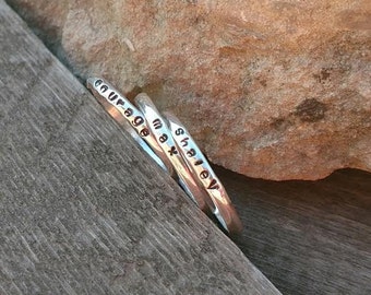 Personalized Rings Stacking Name Ring Mothers Name Ring Dainty Name Ring Mothers Day Gifts Grandmother Ring Kids Name Rings Bridesmaid Gifts