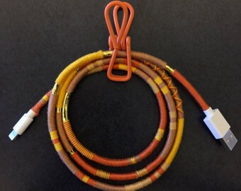 Summer Sunset USB Charging Cable - Custom Embroidered IPhone Charger Cord