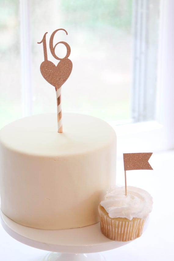 Sixteen Gold Cake Topper Sixteen Gold Cake Topper