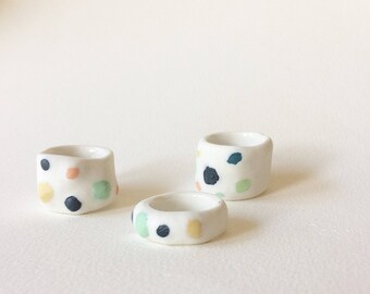 Speckled egg porcleain rings