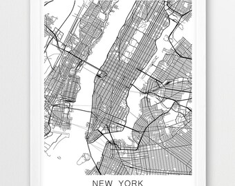new york map print nyc map manhattan map poster new york city street