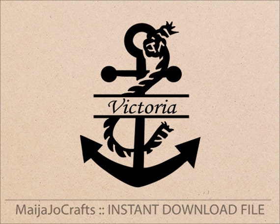 Download Anchor split monogram svg cutting file dxf file instant