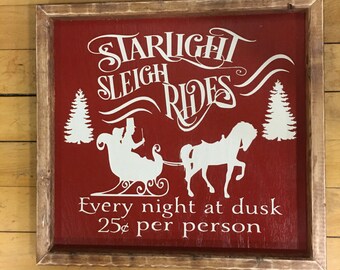 Sleigh Rides Sign, Christmas Sign, Christmas Decor, Sleigh Rides, Christmas Wood Sign, Farmhouse Wood Sign,