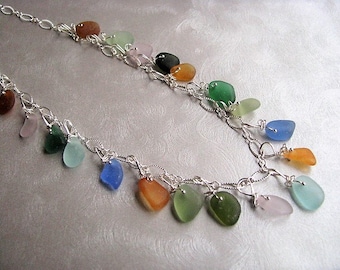 Stunning Sea Glass Necklace - Assorted Colors Beach Glass Necklace - Beach Glass Jewelry -Ocean Jewelry- Handmade Sea Glass Necklace Gift