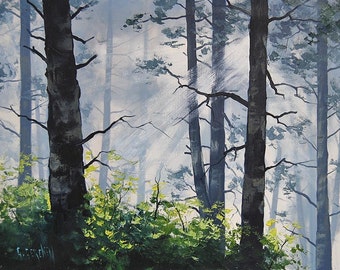 FOREST PAINTING OREGON Original Oil Painting by G.Gercken