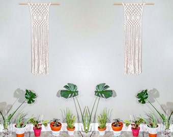 Modern Macrame Wall Hanging- Fringe Wall Accent- Bohemian Decor- Dorm Decor~ Contemporary Room Decor- White Wall Accent- BohoChic Home Decor