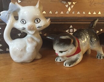 Porcelain Cats, Collectible Cat Figurines, Cat Collectibles, Cat Lover, White Cat, Porcelain Ceramic Cats Japan Kitten Figurine Pouncing Cat