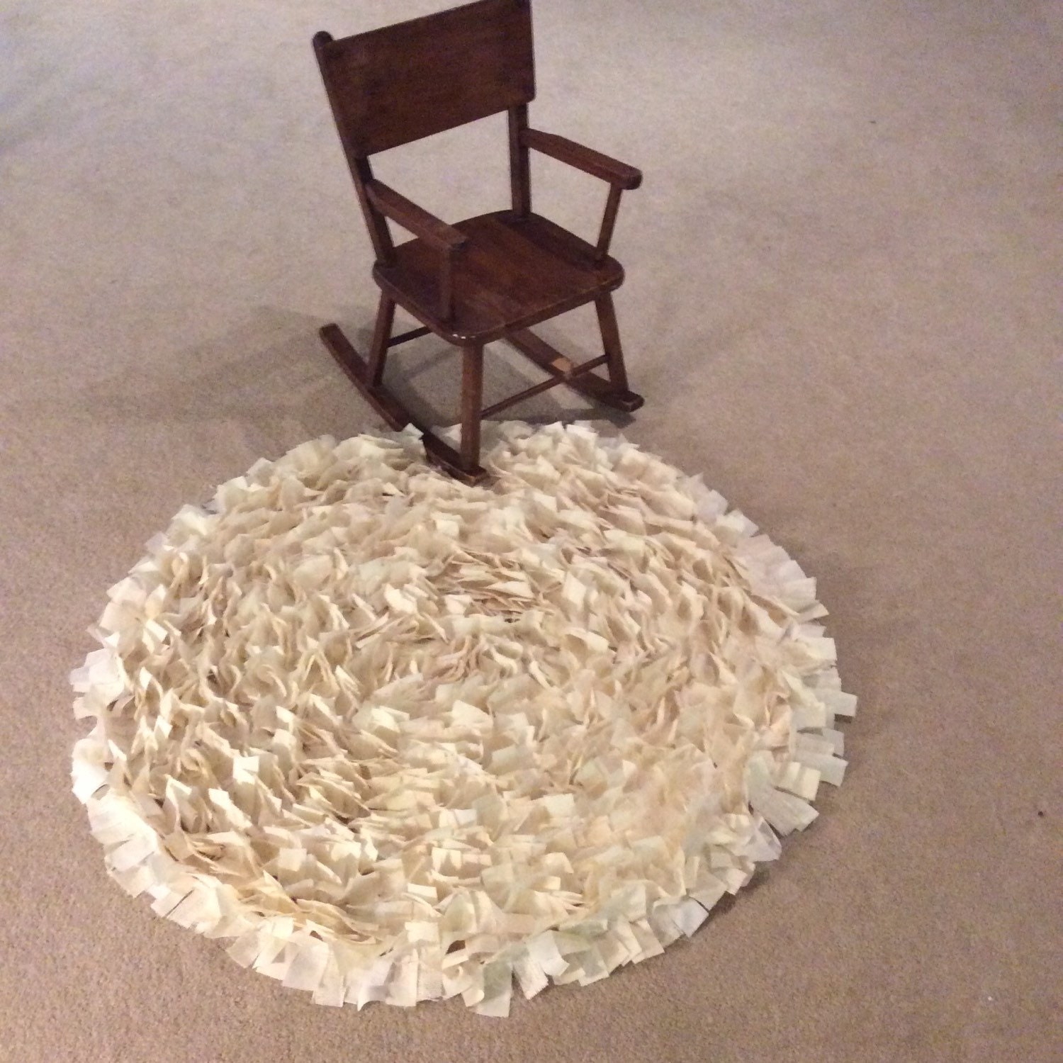 Ivory Shabby Chic Rag Rug Ivory Tule White Cotton Natural