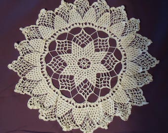 5 Vintage Hand Crocheted White Doilies - all different #1