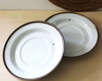 Dansk Brown Mist Denmark saucers. 1970s stoneware. Nils Refsgaard design. Set of two.