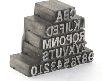 Vintage Metal Letterpress Type Uppercase Letters and Numbers / Your Choice