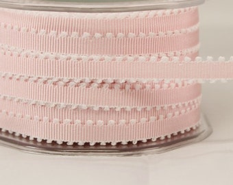 1/4 Inch Grosgrain Ribbon w/ Picot Edge by the yard Baby Pink