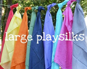 Playsilks, Waldorf Inspired Single Large Play Silk, 35 x 35. Open Ended Play, Dress Up, Waldorf Doll Accessory. Choose Colors