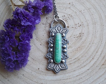 Variscite Pendant. Bohemian Jewelry. Handmade Jewelry. Australian Variscite. Sterling Silver Pendant. One Of A Kind.