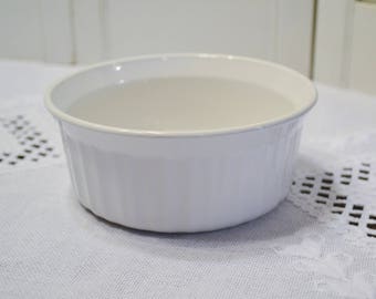 Vintage Corning French White Souffle Dish Small Round Individual 16 ounce F16B PanchosPorch