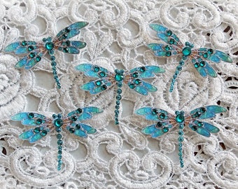Reneabouquets Tiny Treasures Handcrafted Dragonfly Set- Teal Jewelry Dragonflies