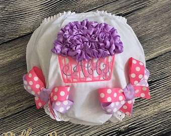 Birthday Cupcake Diaper Cover, Personalize Birthday Bloomer, First Birthday Cake Smash, Baby Girl 1st Birthday Bloomer, Hot Pink Lavender