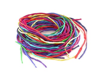 Hand Dyed SIlk Strings / Cords for Pendants, Necklaces, Macrame, Knotting etc. Bright Colours
