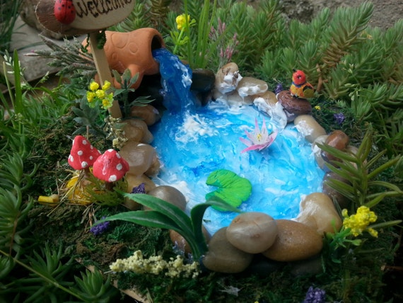 FAIRIES GARDEN POND Garden Accessories River rock terrariums