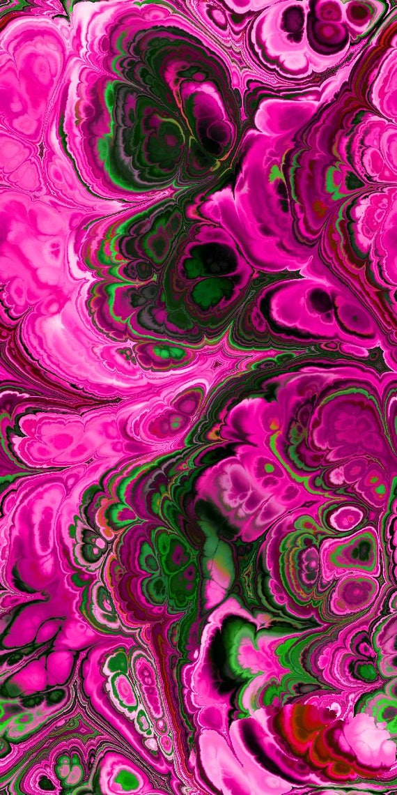 Artist Made Fushia Green Butterfly Wings Abstract Crepe De Chine Kaftan Fabric Apparel Sheer Home Decor