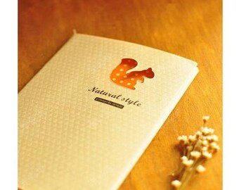 Pretty notebook flap pattern vintage style squirrel, 48 pages ivory