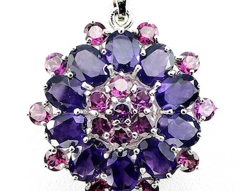 Bohemian Princess' Amethyst Pink Rhodolite Garnet Pendant - Large