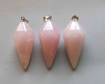 Polished Rose Crystal Point Pendant - B899