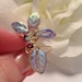 SALE Glazed Pealized Czech Leafs Amethyst Bicone Accents handmade Adjustable ring