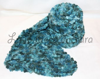 Petroleum-colored chenille scarf