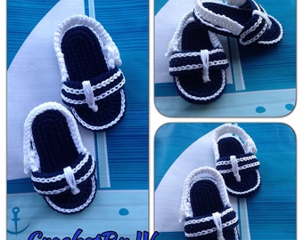 Crochet baby boy flip flops