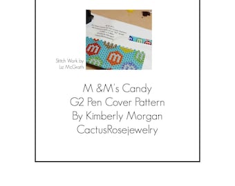M & M's Candy G2 Pen Cover Pattern Even Count Peyote Instant Downloading PDF
