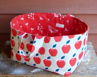 Fabric basket, fabric bin, fabric storage basket, fabric organizer, fabric storage bin, fabric cube, apple pattern, shelf storage
