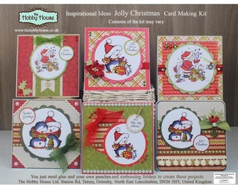 Jolly Christmas Card Making Kit - Make 6 unique Christmas cards