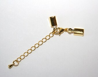 5 Pcs. Lobster Clasp / with extender chain / gold tone VS071