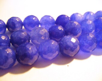 Jade Beads Blue Faceted Round 10MM