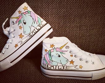 Converse/unicorn sneakers/unicorn hi tops/unicorn converse/unicorn shoes/custom converse/personalised sneakers/not converse shoes/canvas