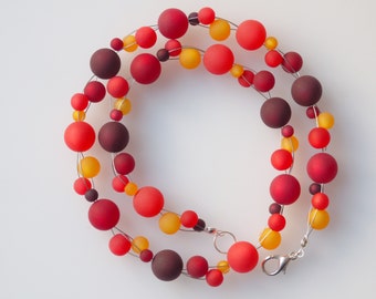 long red necklace polaris necklace red orange