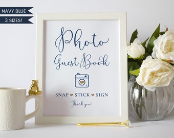 Photo Guest Book Sign Navy,Photo Guest Book Sign Printable,Photo Guest Book Sign Template,Polaroid Guest Book Sign,Wedding Signs Navy Blue