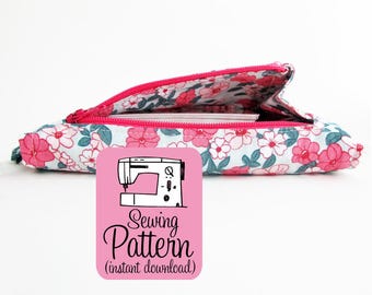 Gusset Zipper Pocket PDF Sewing Pattern | Detailed sewing instructions to make a zippered pocket that opens wide. Intermediate level sewing.