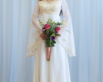 La Angelique - 1970s boho wedding dress with bell sleeves