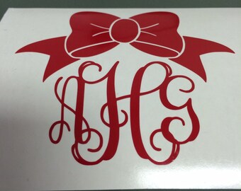 Initial Monogram Sticker Vinyl Decal with Bow