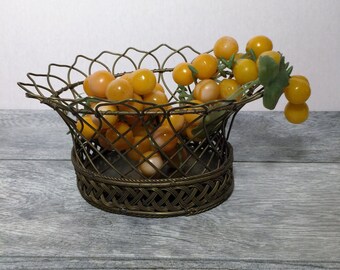 Vintage Brass Wire Woven Basket