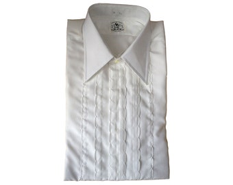 Men's Vintage White Scalloped Ruffle Tuxedo Shirt