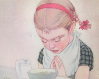 Antique Color Illustration 1940 Colored Print Children's Spiritual Print Home Nursery Decor Sing in Praise Book Print Marjorie Torrey Print