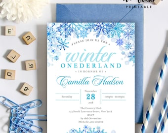 Winter Onederland Birthday Invitation | 5x7 | Editable PDF File | Instant Download | Personalize at home with Adobe Reader