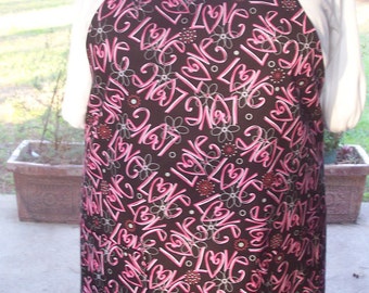 Plus Size Apron, Modern Love Graffiti Apron, Valentines Apron, Pocket Apron, Women's Full Apron