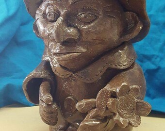 Stoneware Gnome with Flower