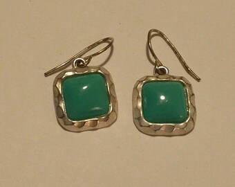 Silver Turquoise Dangle Drop Earrings