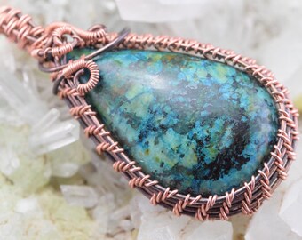 Wire Wrap wire of copper Turquoise pendant